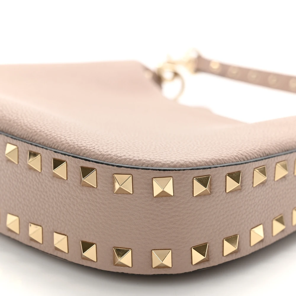 Valentino Garavani Mini Rockstud Hobo Poudre Grainy Calfskin Leather Gold Hardware - 图片 4