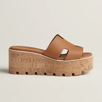 HERMES Eze Wedges and heels Slippers High-heeled slippers Brown High Heels Sandal