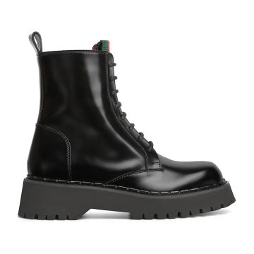 Gucci black webbing woven short boots