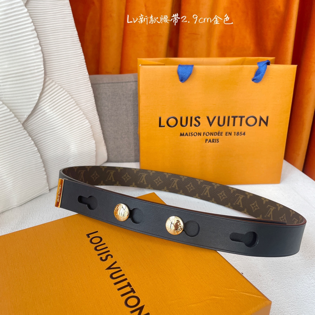 Louis Vuitton Women's Studs Reversible Belt In Black Calfskin And Monogram Canvas With Gold/Silver Hardware 29mm - 图片 8