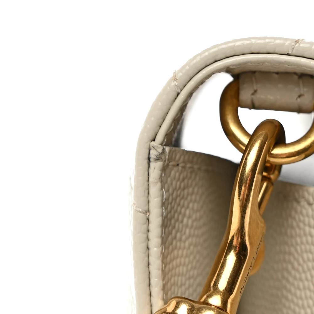 Saint Laurent Medium Envelope Clutch Blanc Vintage Chevron Monogram Grain De Poudre Matelasse Leather Gold Hardware - 图片 10