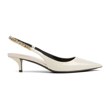 Gucci white patent leather pointed heels high heels shoes Rear lace up high heels
