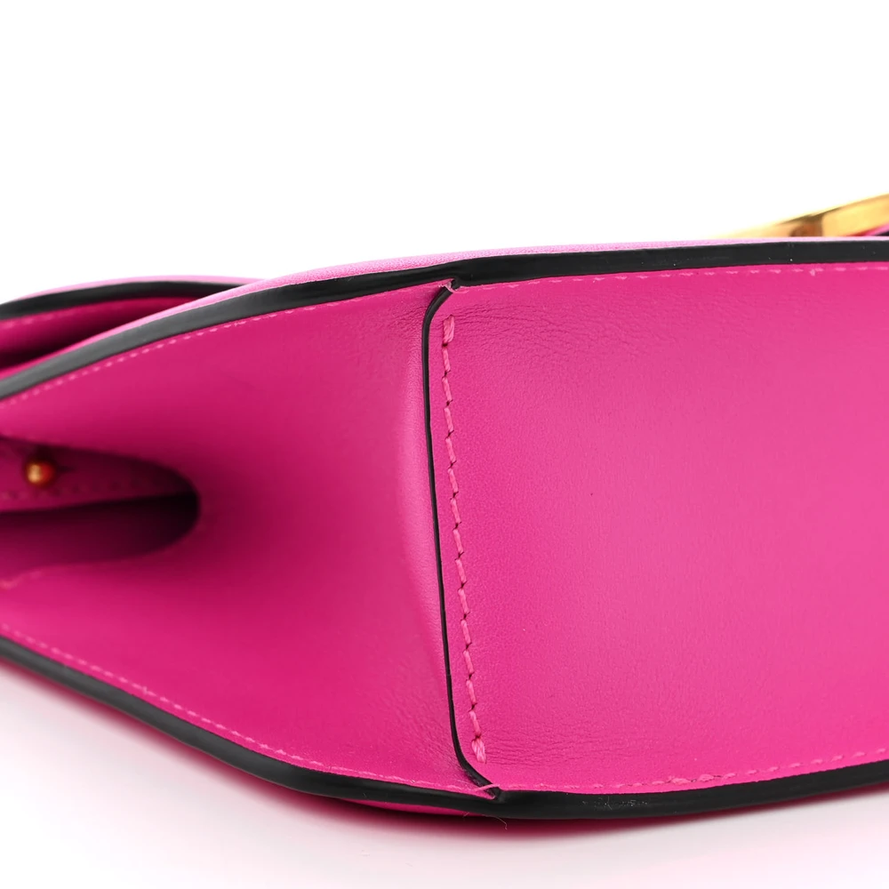 Valentino Garavani Small VLogo Loco Shoulder Bag Pink PP Calfskin Leather Gold Hardware - 图片 4