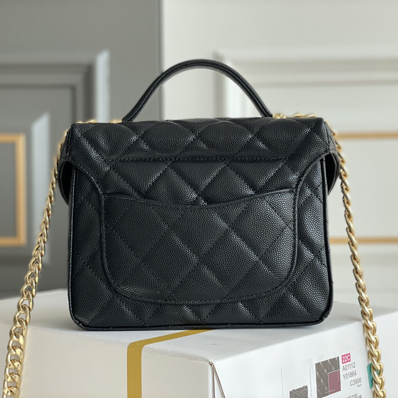 Chanel Box bag small ball print cowhide black gold button crossbody bag handbag - 图片 4