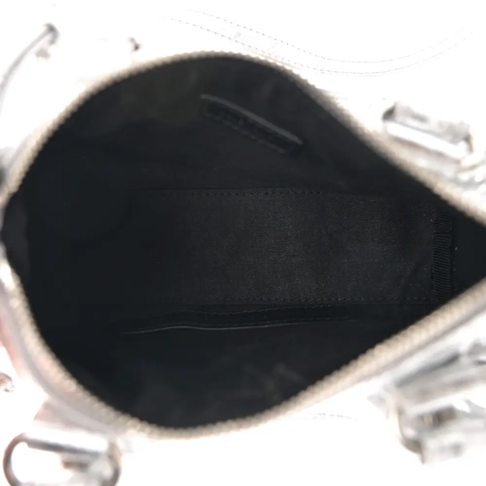 Balenciaga Crystal Neo Nano Cagole Handbag Silver Agneau Arena Leather Silver Hardware - 图片 7