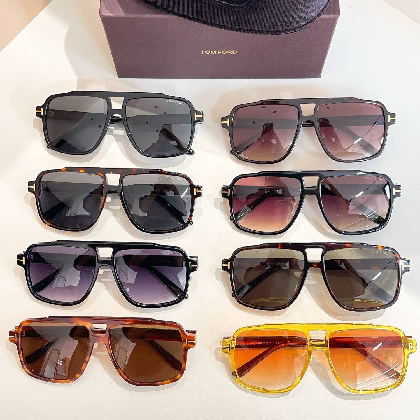 Tom Ford Pilot glasses leopard crimson/black crimson/leopard brown/leopard black/leopard sepia/eggplant/black/yellow brown color Size 58口16-140 - 图片 10