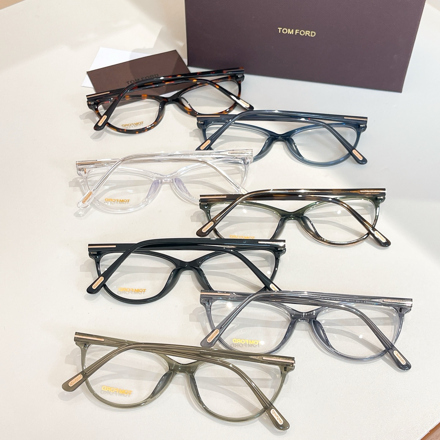 Tom Ford Cat Eye glasses leopard/blue/transparent/grey/citron/green/black color Size 54口16-145 - 图片 9