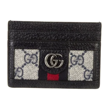 Gucci Small Card Holder Blue GG Monogram Canvas Silver Hardware