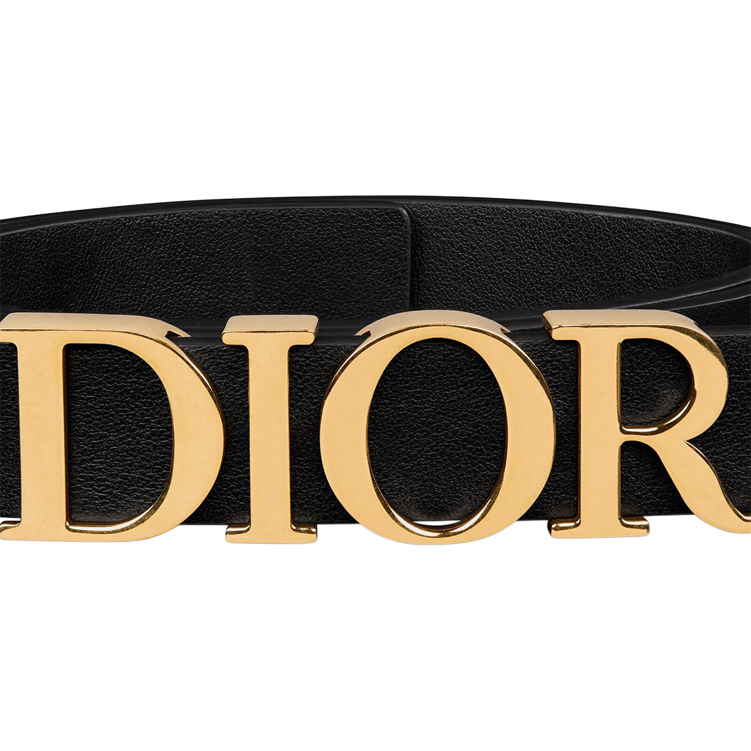 Dior Women' s DIOR Buckle D-Dream Belt In Black/White Calfskin With Gold/Silver Hardware 20mm - 图片 2