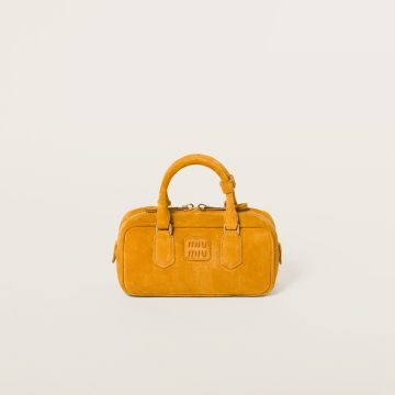 Miu Miu Arcadie Suede Leather Yellow Top-Handle Bags