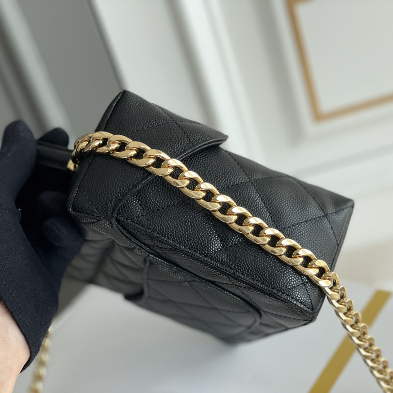 Chanel Box bag small ball print cowhide black gold button crossbody bag handbag - 图片 5