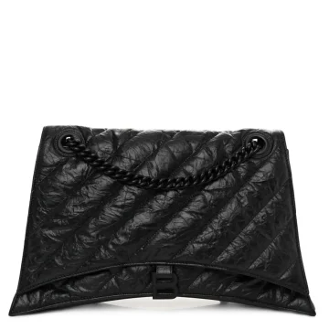 Balenciaga Medium Crush Chain Bag Black Quilted Crushed Calfskin Leather Black Hardware