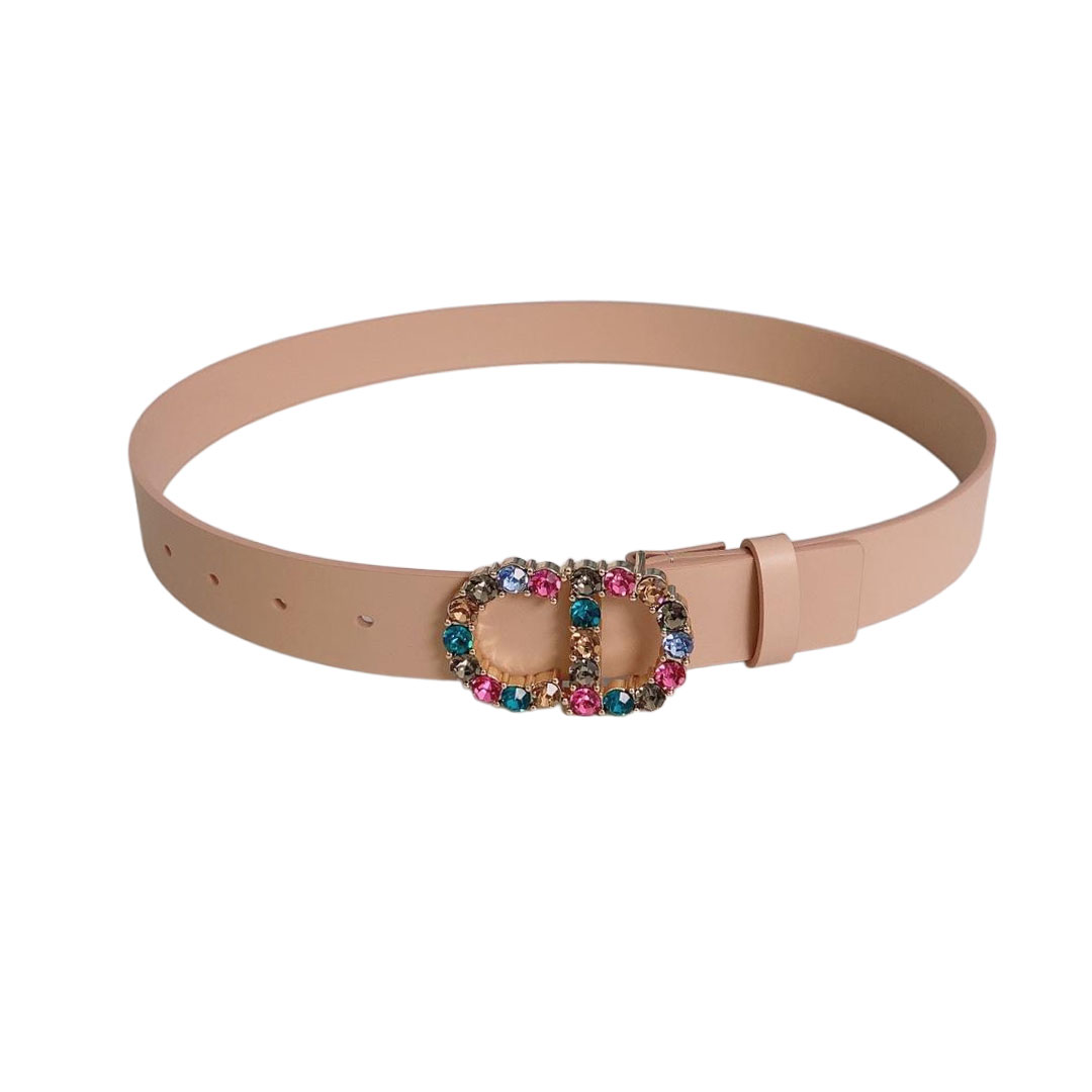 Dior Women' s 30 Montaigne Buckle With Crystals Belt In Brown/White/Pink Calfskin 30mm - 图片 4