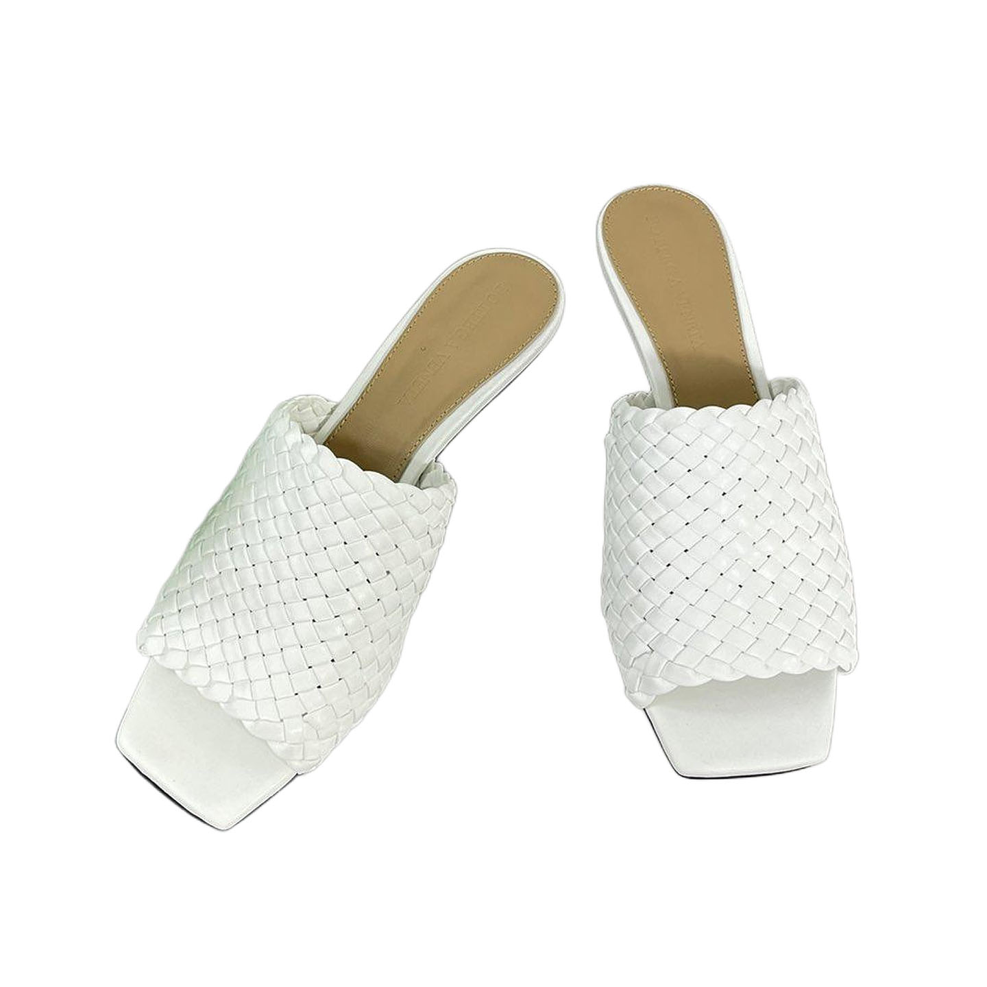 Bottega Veneta Knot Mule In White Intrecciato Leather Mule With Signature Metal Knot Heel (Heel Height 4.5cm) - 图片 2