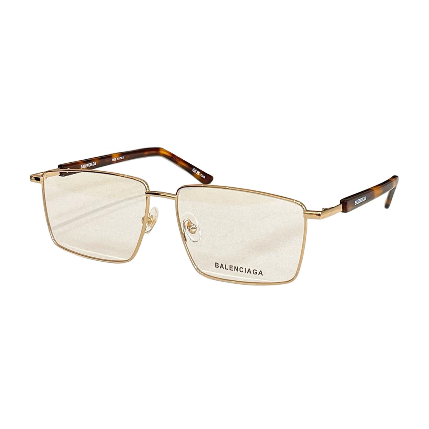 Balenciaga square frame glasses gold black/gold silver/gold leopard color transparent lens Size 59口16-145 - 图片 6