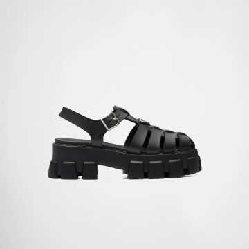 PRADA Black rubber Monolith sandals