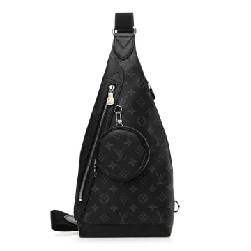 Louis Vuitton Duo Slingbag MM Black Taigarama Leather Silver Hardware