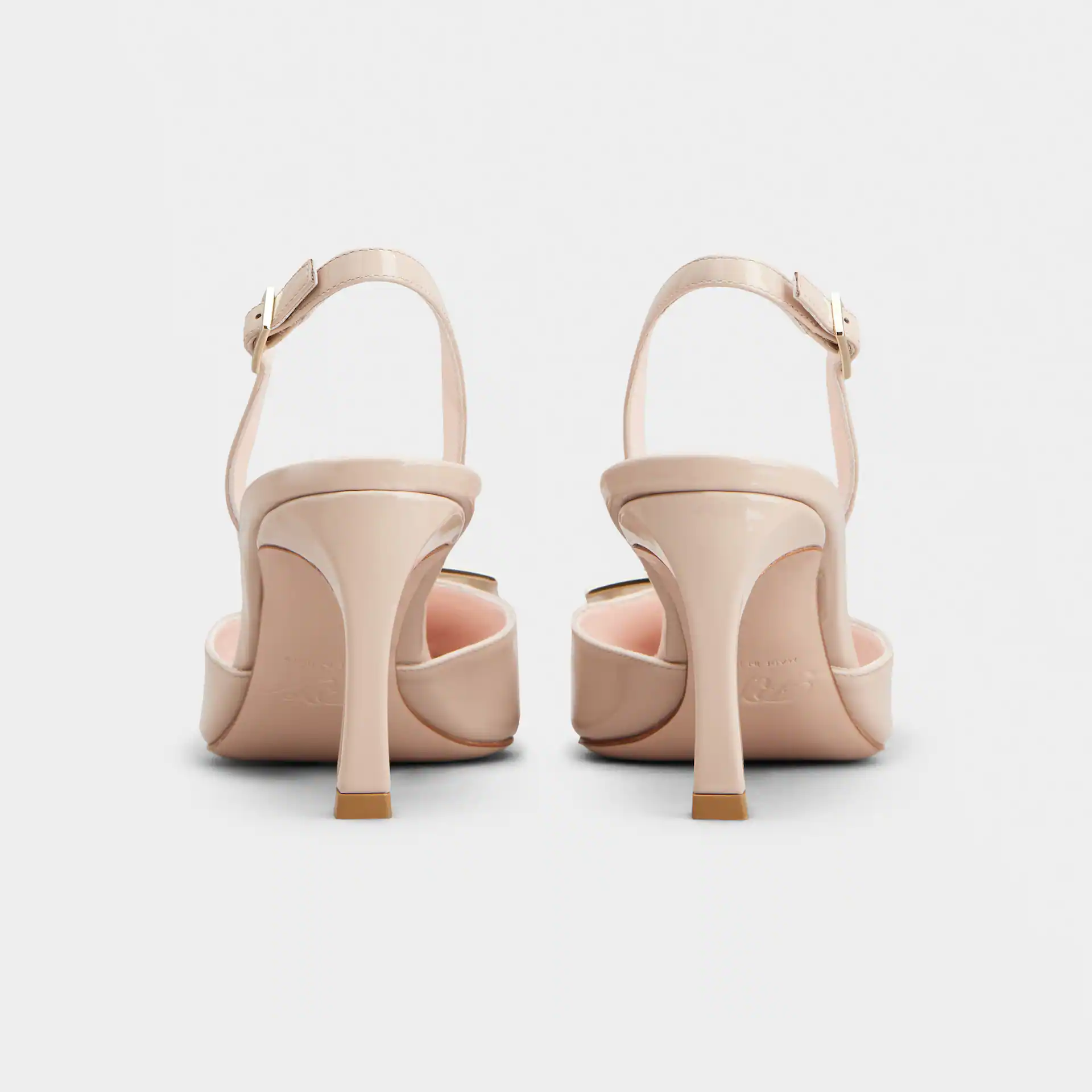 Roger Vivier Trompette Slingback Pumps High Heels In Pink Patent Leather With Metal Buckle (Heel Height 7cm) - 图片 3