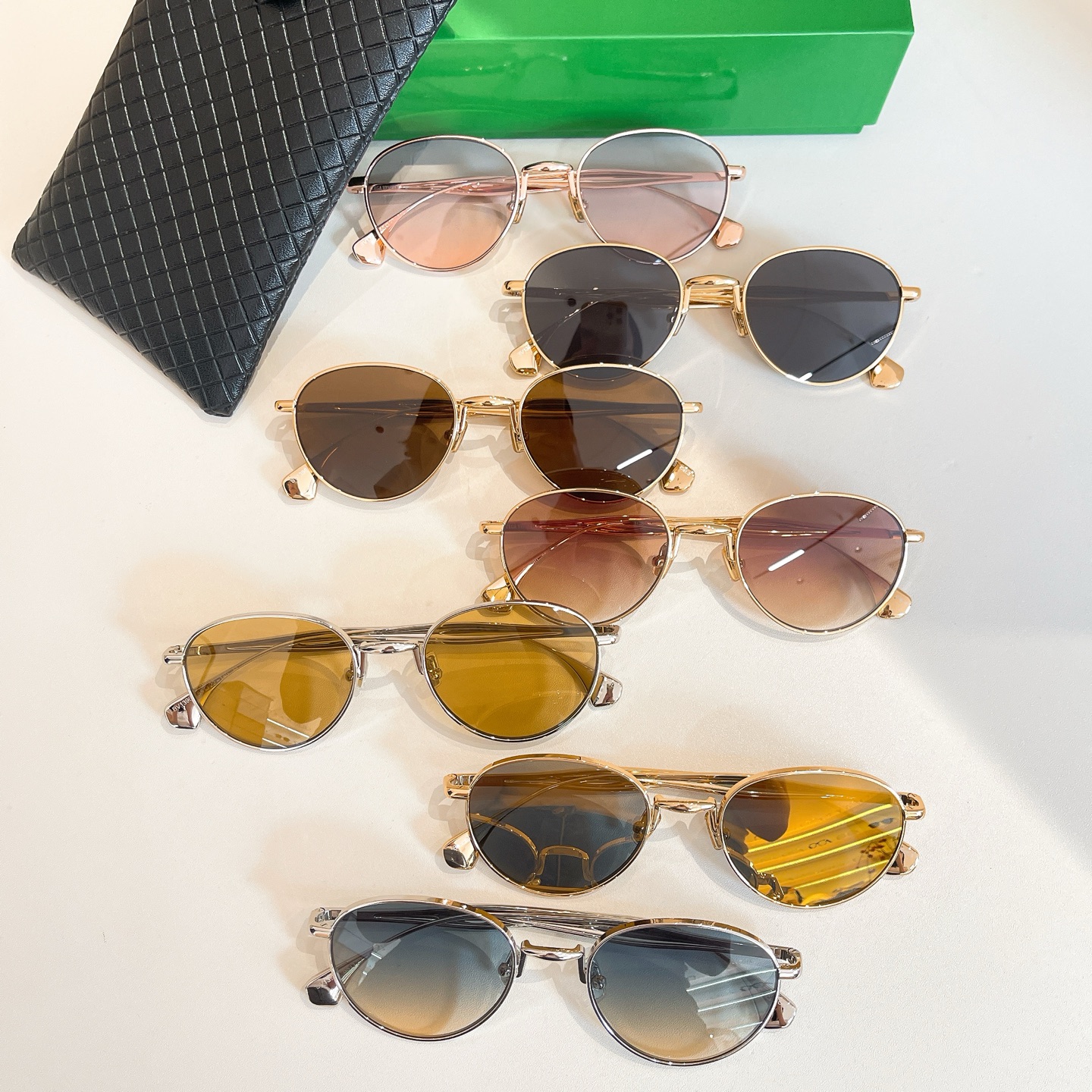 Bottega Veneta glasses rose gold/blue silver/orange/brown/rust/sepia/black gold color Size 55口22-140 - 图片 8