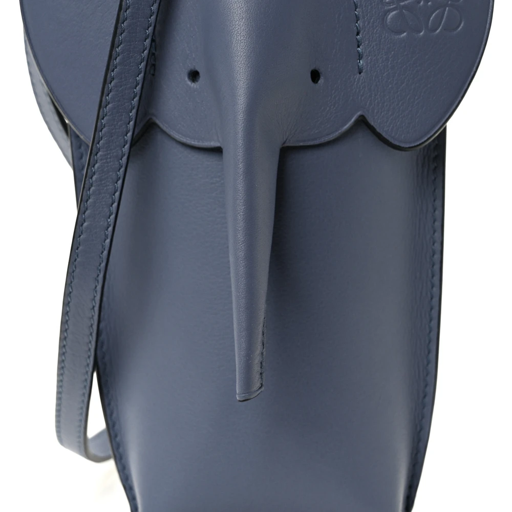 Lushentic Loewe Elephant Pouch Crossbody Bag Small Stone Blue Calfskin Leather - LUSHENTIC BAGS - 图片 8
