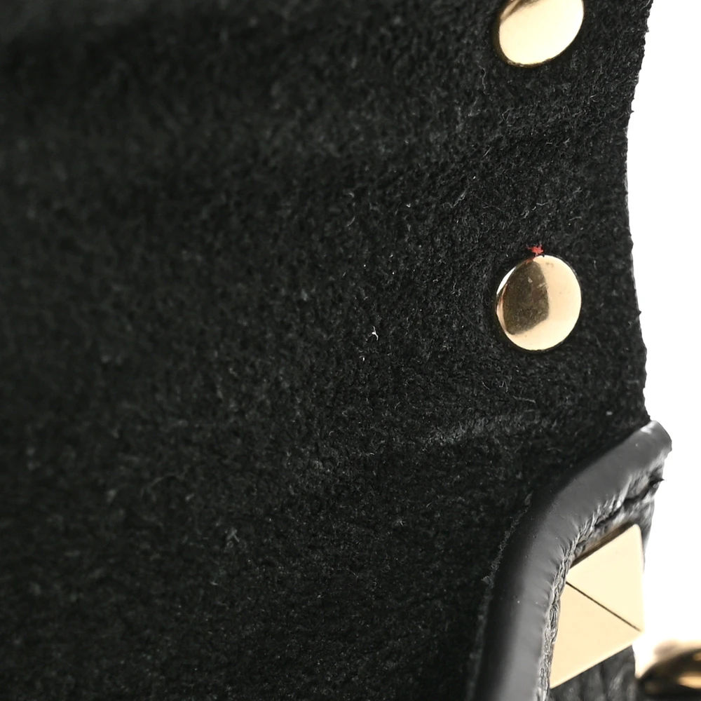 Valentino Garavani Medium Rockstud Envelope Flat Wristlet Pouch Black Pebbled Calfskin Leather Light Gold Hardware - 图片 6