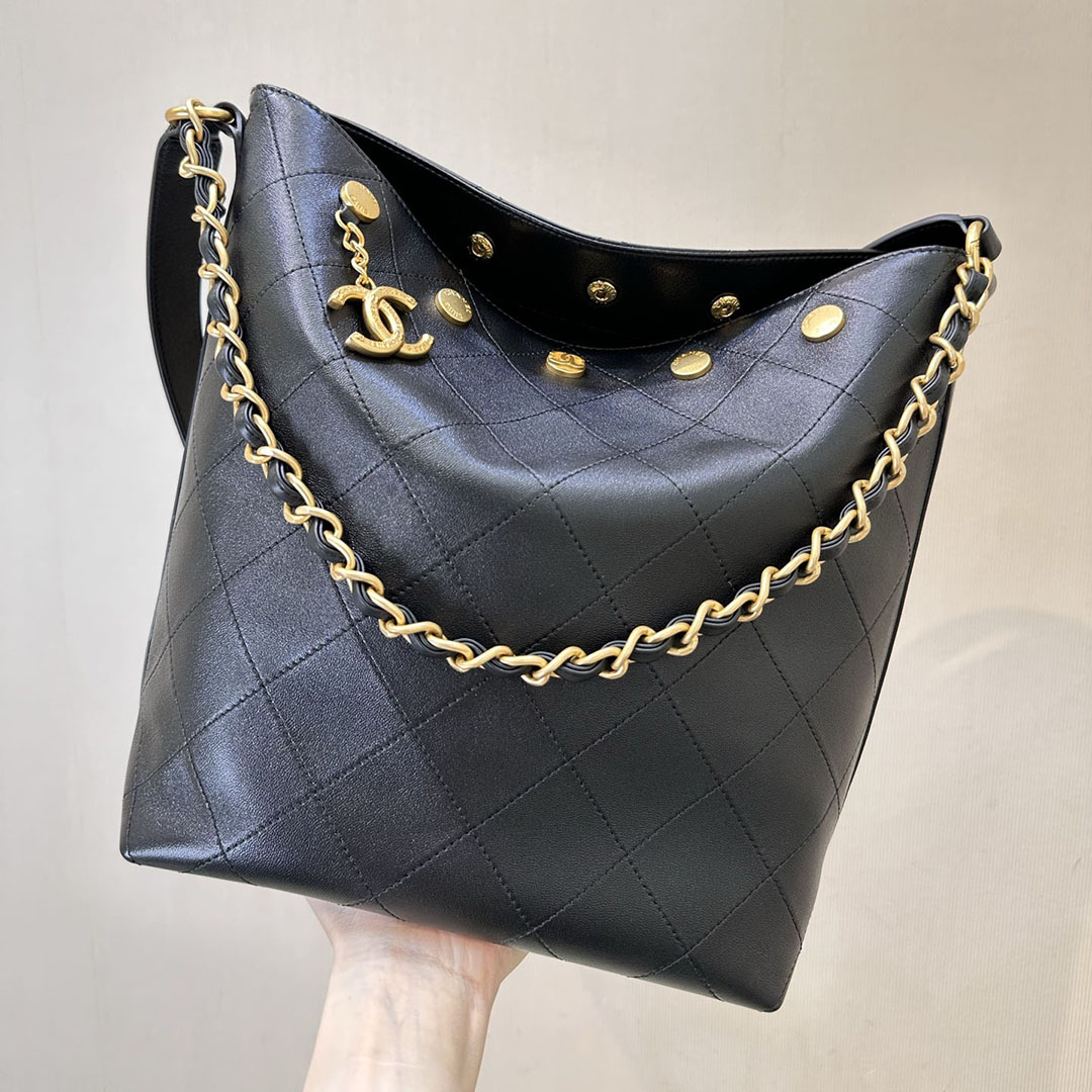 Chanel Black willow bucket Tote Bags Quilted Lambskin Leather shoulder bag - 图片 4