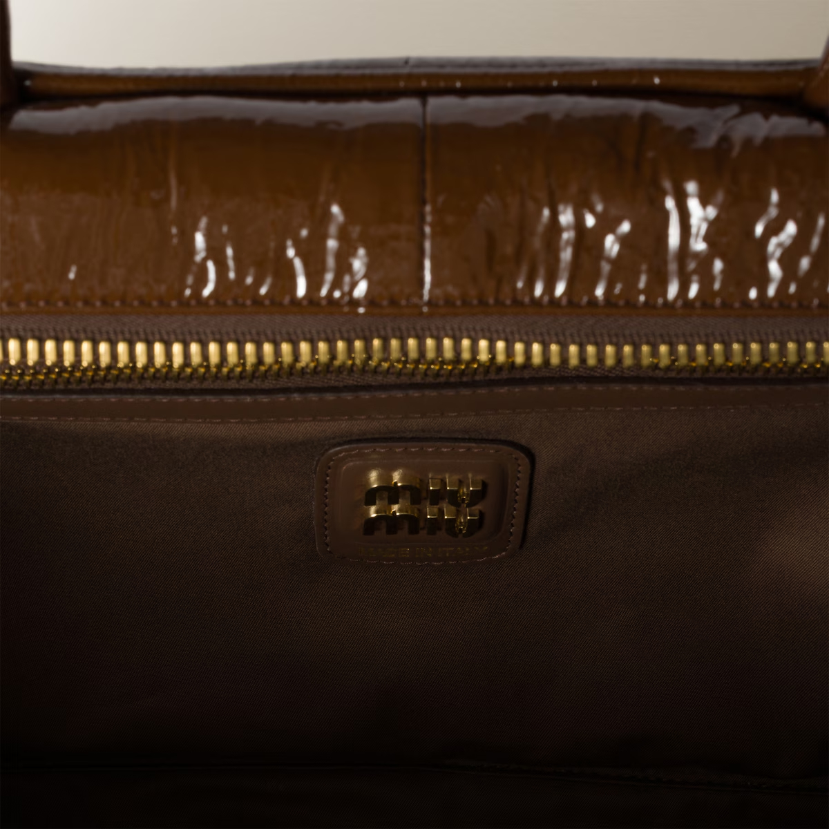 Miu Miu Beau Naplak Patent Leather Brown Top-Handle Bags - 图片 9