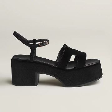 HERMES Jam Black High Heels Sandal