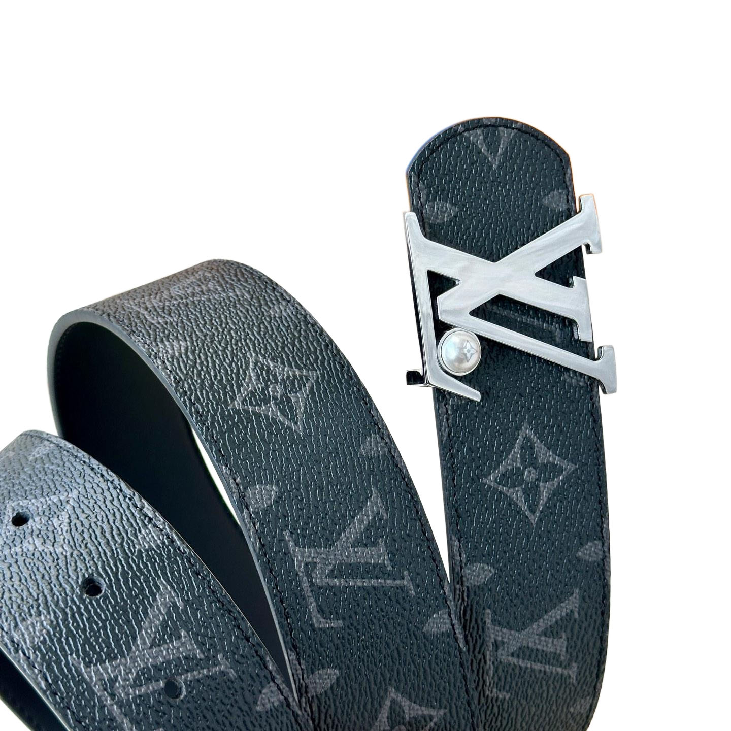 Louis Vuitton Men's Dimension Pearls Reversible Belt In Black/Brown Calfskin And Monogram/Damier Canvas With Gold/Silver Hardware 40mm - 图片 3