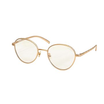 CHANEL round frame glasses light gold color SIZE50口19-140