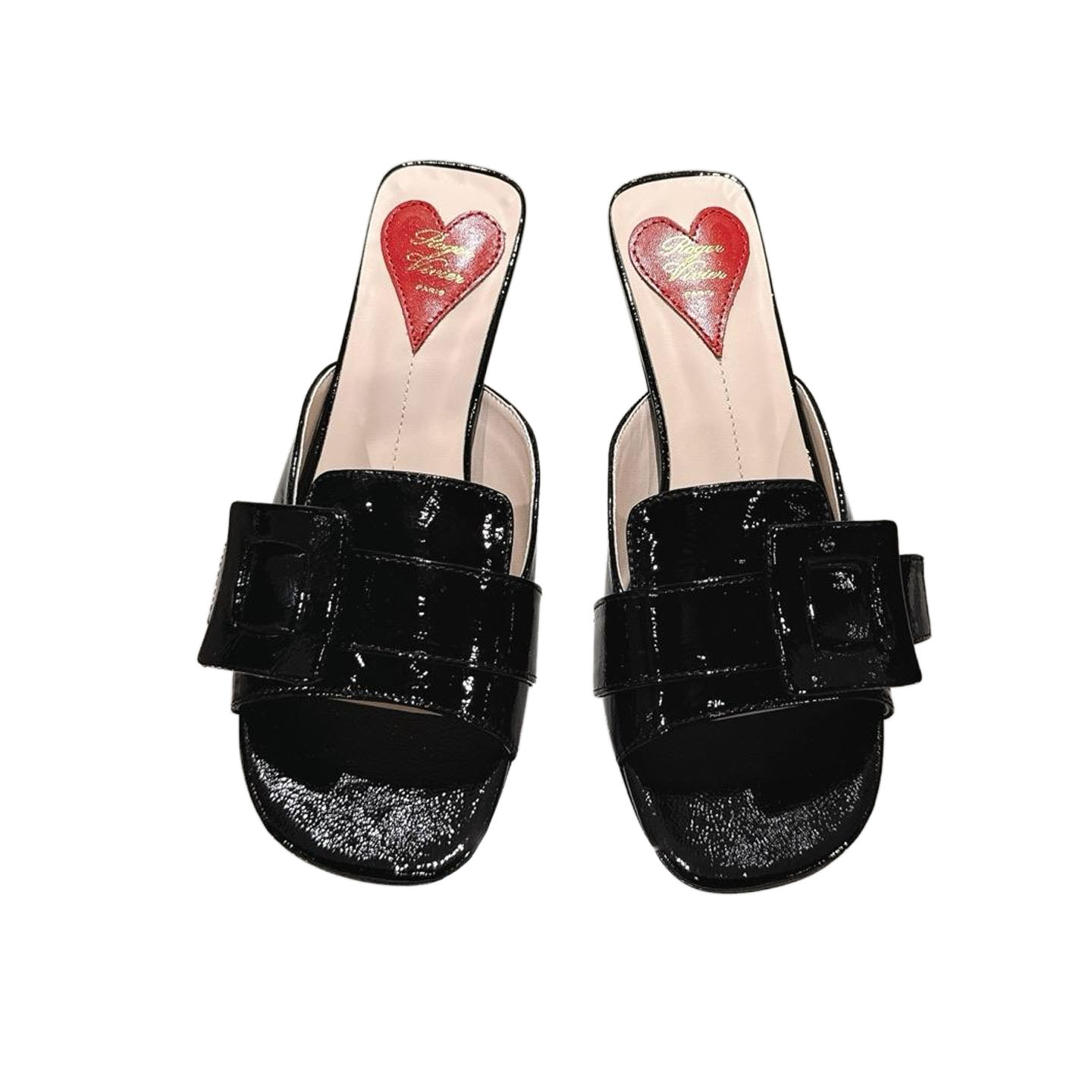 Roger Vivier Viv' Canard Mules Sandals In Black Patent Leather With Lacquered Metal Buckle (Heel Height 5.5cm) - 图片 2
