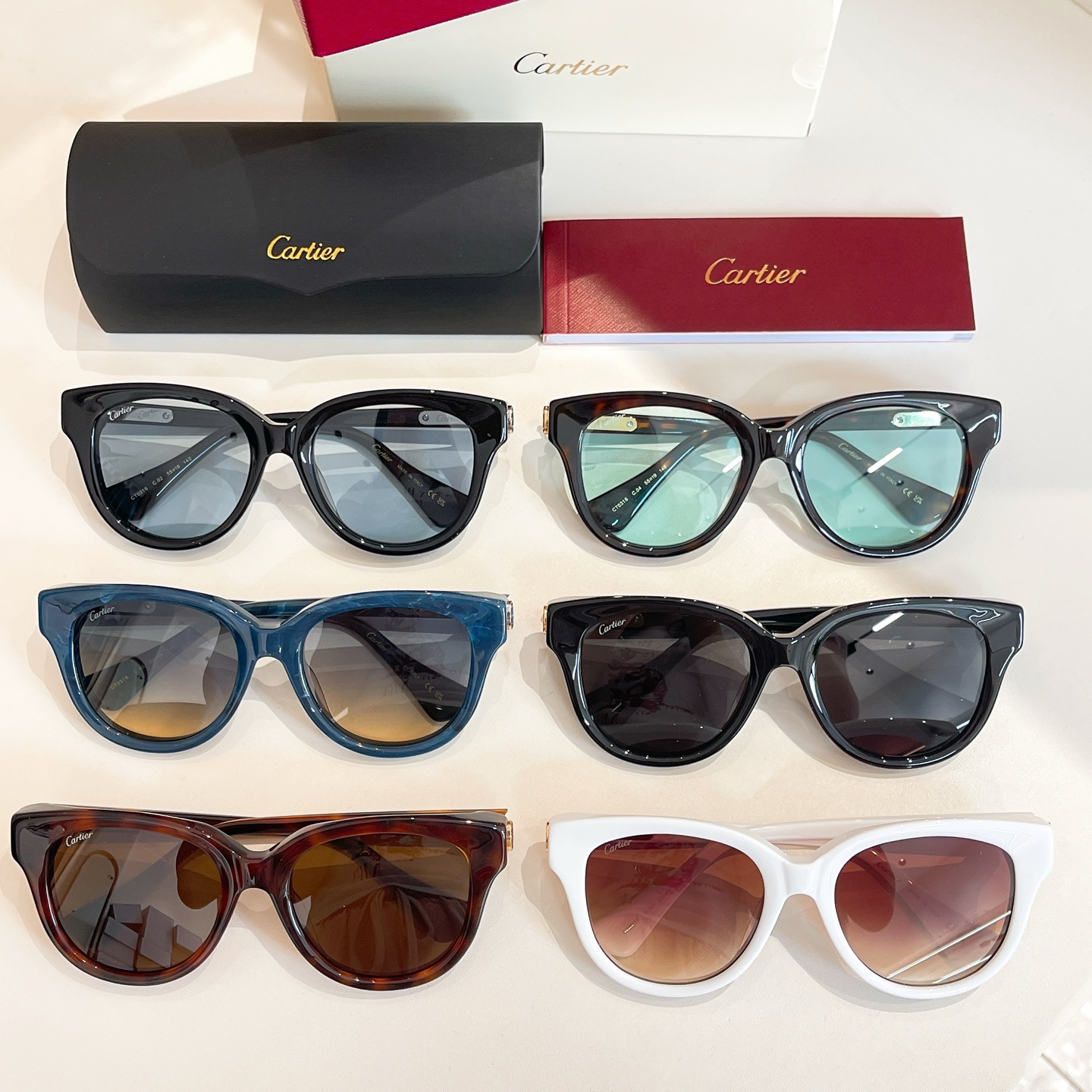 Cartier Boston frame glasses black gold/leopard/blue/black silver/white/leopard brown color Size 55口19-140 - 图片 8