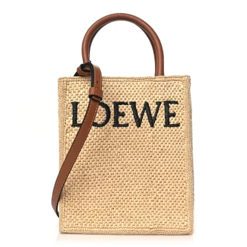 Loewe A5 Tote Bag Standard Small Natural/Black Raffia & Calfskin Leather