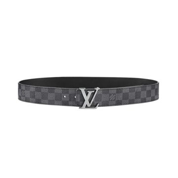 Louis Vuitton Men's Initiales Reversible Belt In Black/Grey/Brown Monogram And Damier Canvas With Silver/Black Hardware 40mm