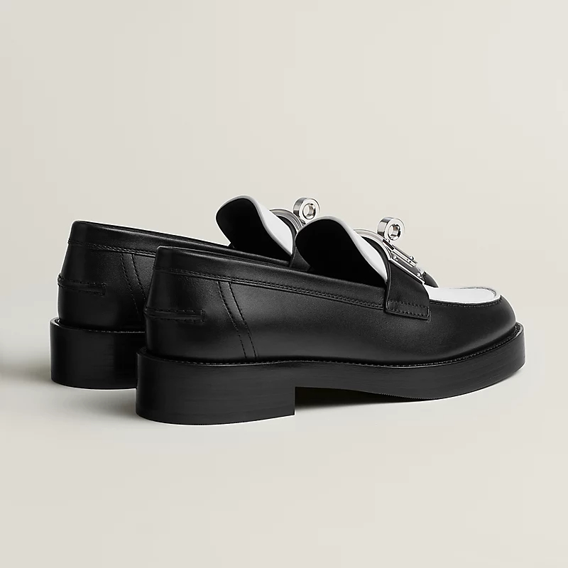 HERMES Hot Black and White Loafers - 图片 2