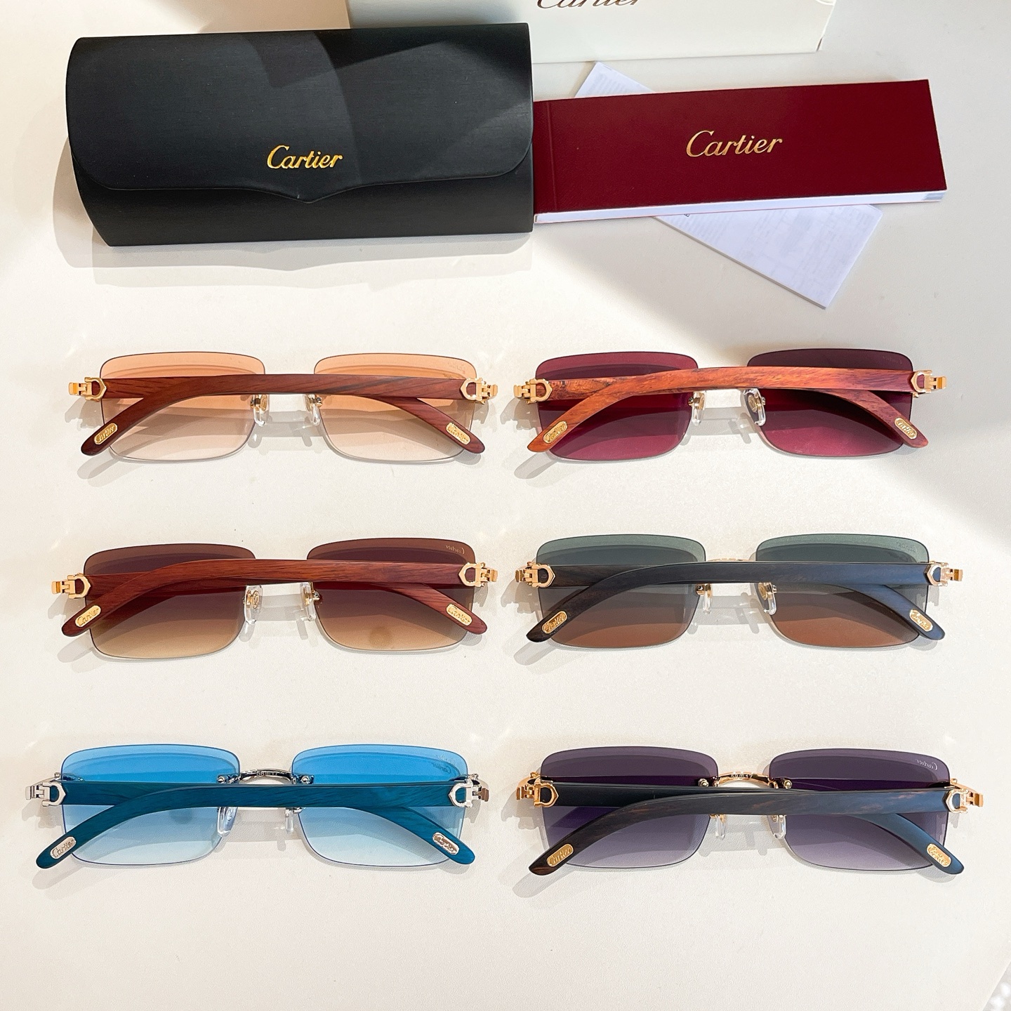 Cartier square frame glasses brown/green orange/red/eggplant/blue/apricot color Size 58口17-143 - 图片 8