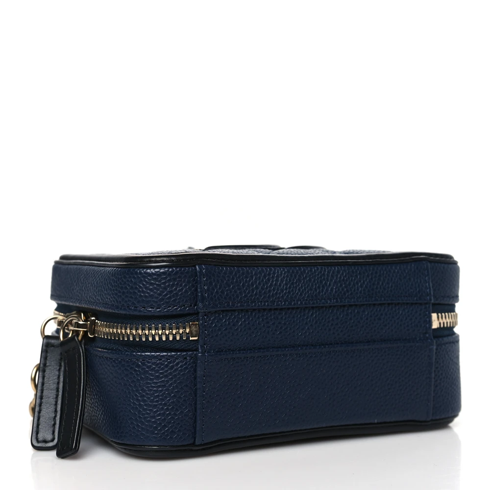 Chanel CC Filigree Vanity Case Small Navy/Black Quilted Caviar Leather Gold Hardware - 图片 6
