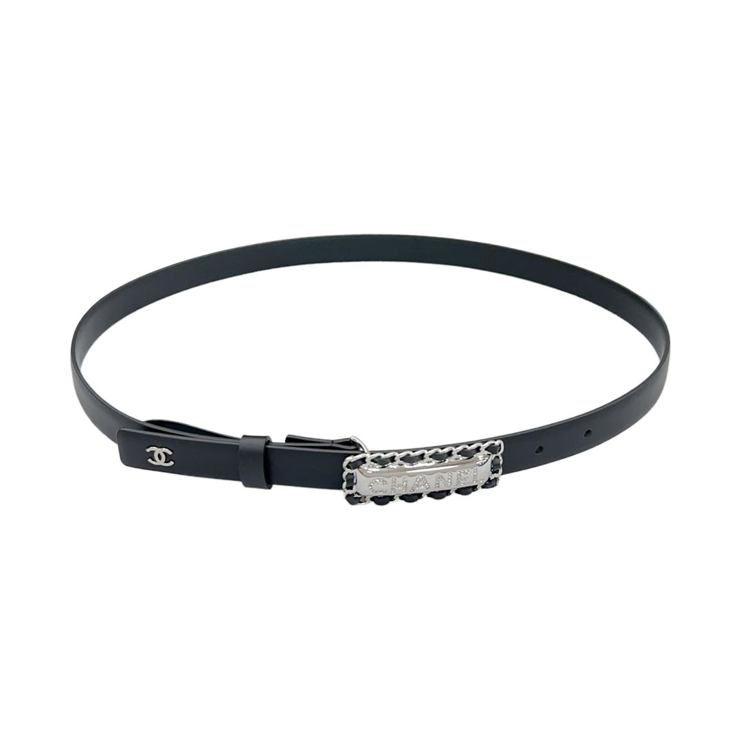 Chanel Women's Rectangled Buckle Thin Belt In Brown/Arrowroot/Champagne Gold/Pink/Pale Pink/Red/Black/White Calfskin With Gold/Silver Hardware 20mm - 图片 10