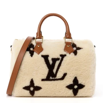 Louis Vuitton Speedy Bandoulière 25 Cream/Brown Monogram Canvas & Shearling Gold Hardware