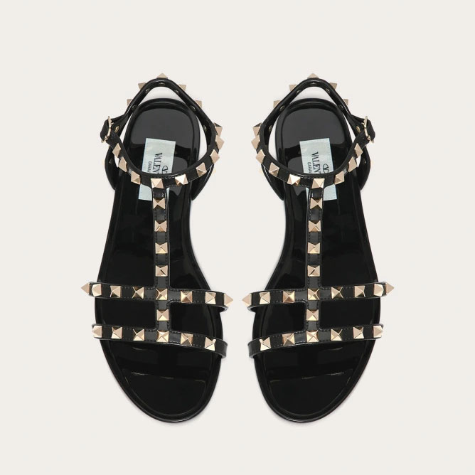 VALENTINO Black Studded flat sandals - 图片 4