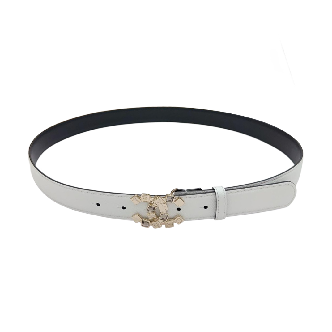 Chanel Women's Decorative CC Buckle Belt In Black/White/Red/Brown Calfskin With Gold Hardware 30mm - 图片 4