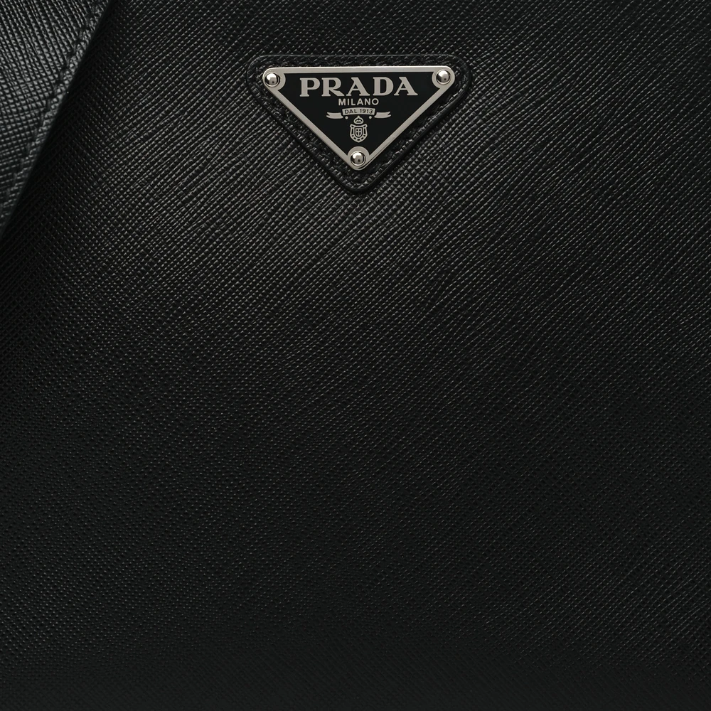 Prada Medium Travel Brique Crossbody Bag Black Saffiano Leather Silver Hardware - 图片 8