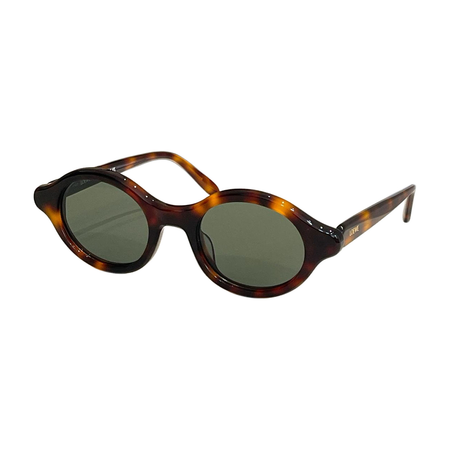 Loewe round frame glasses leopard brown/leopard green/tawny brown/tawny black/black orange color Size 48口21-145 - 图片 2