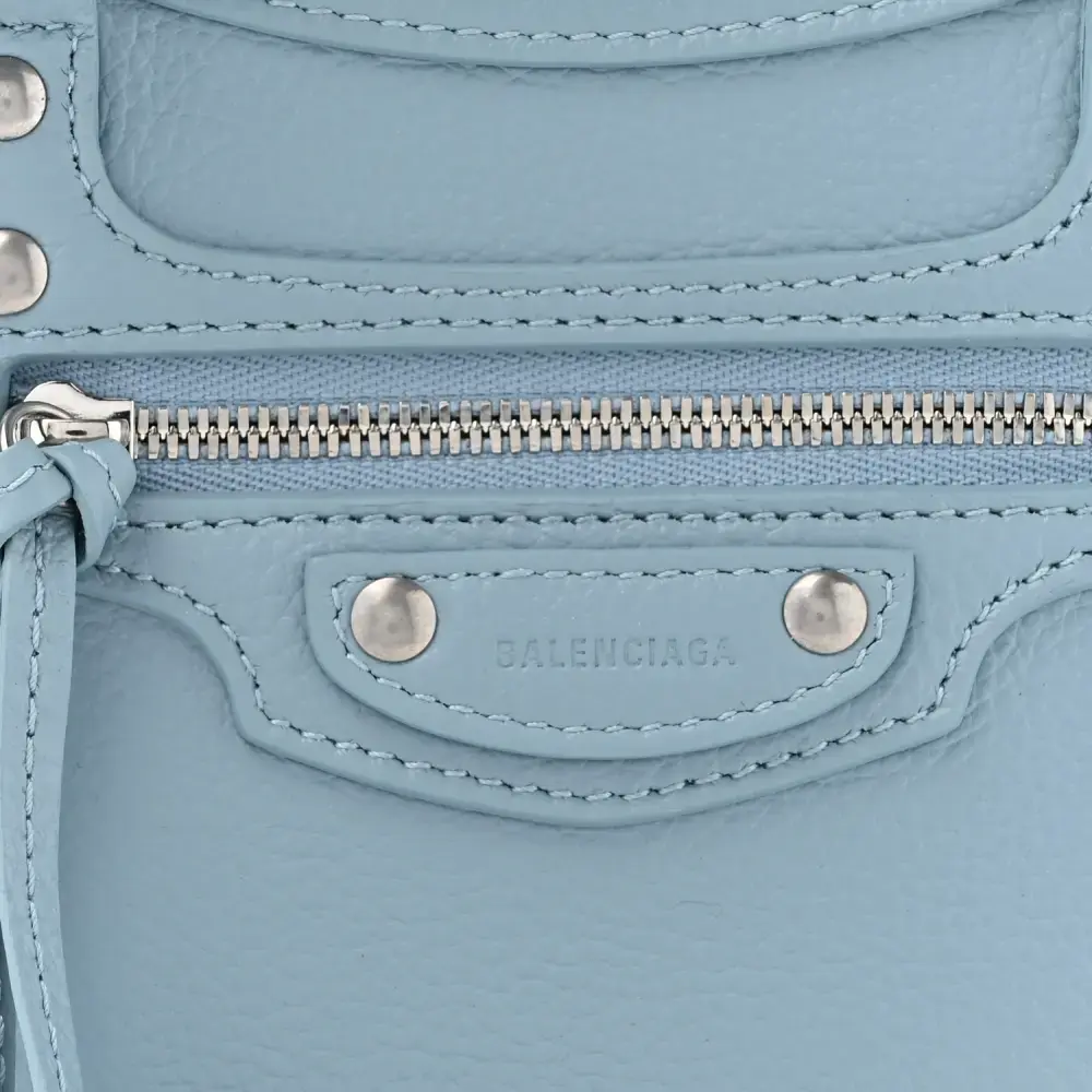 Balenciaga Mini Neo Classic City Blue/Grey Grained Calfskin Leather Silver Hardware - 图片 7