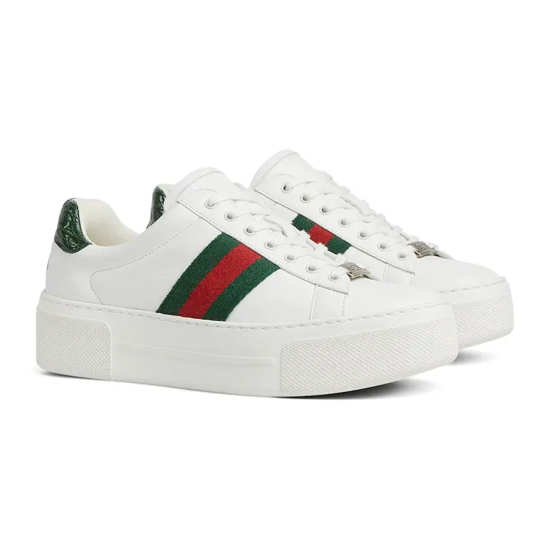 Gucci Ace series platform sneakers woven fabric women's sports shoes - 图片 2