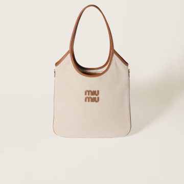 Miu Miu IVY Hobo Canvas white Tote Bags