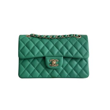Chanel CF Green / Pink Quilted Caviar Leather Crossbody Bags