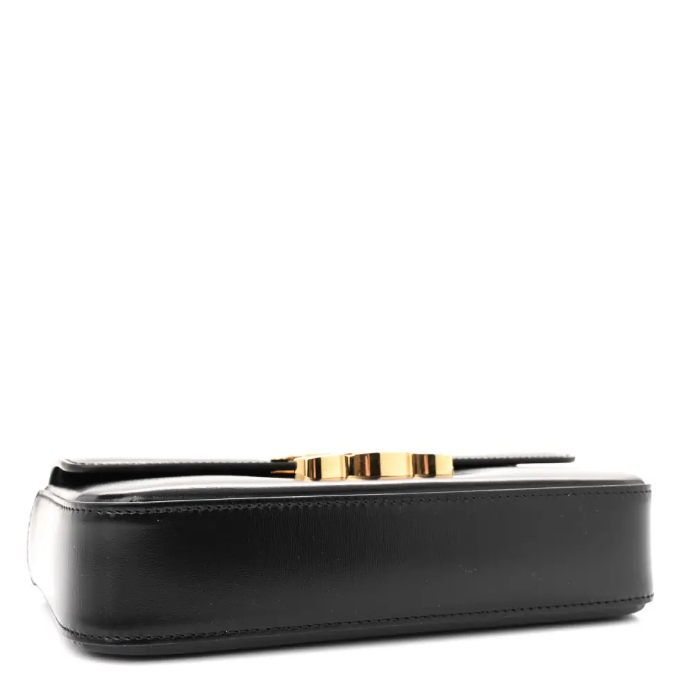 Celine Small Triomphe Chain Shoulder Bag Black Shiny Calfskin Leather Gold Hardware - 图片 6