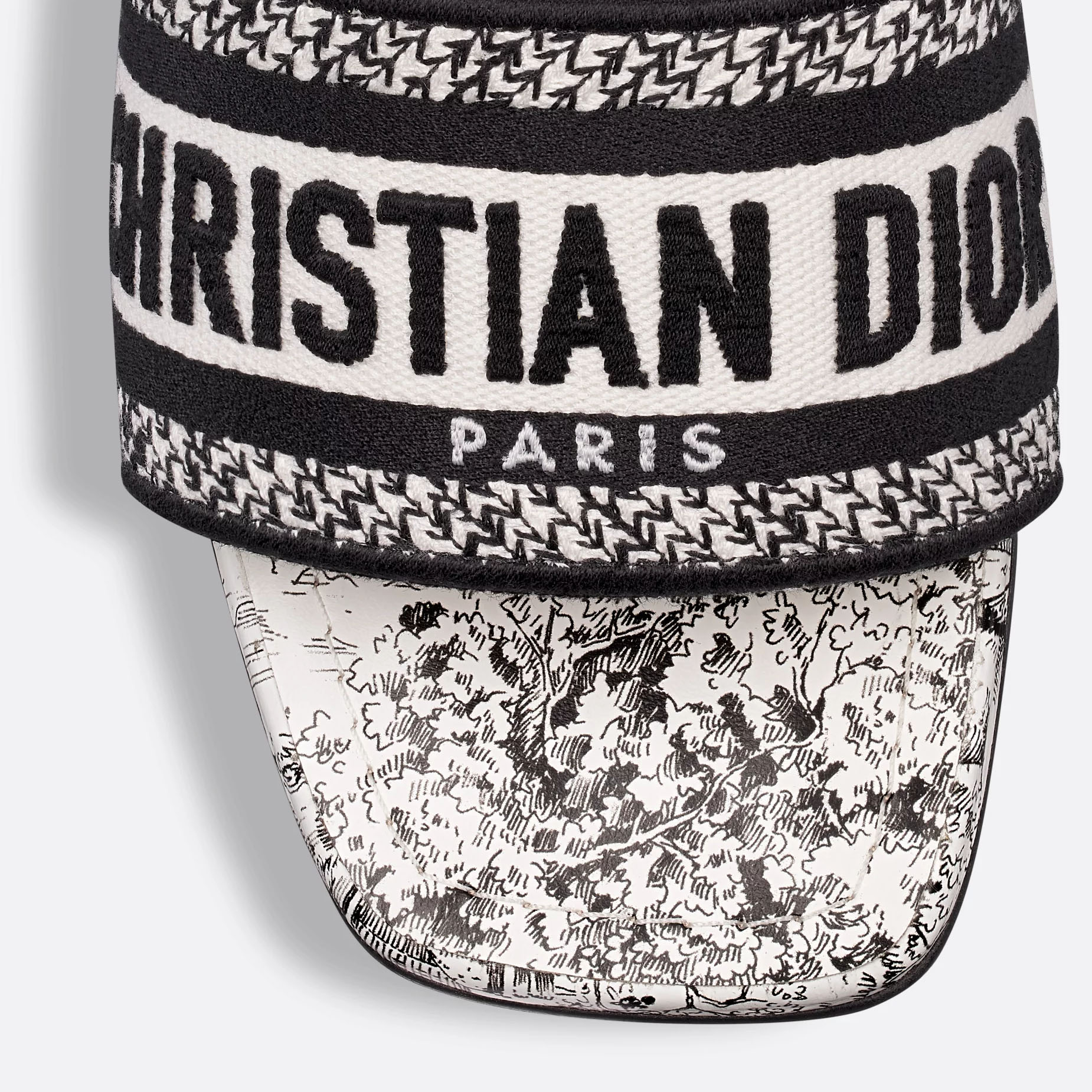 Dior black and white thick bottom square head high-heeled slippers - 图片 4