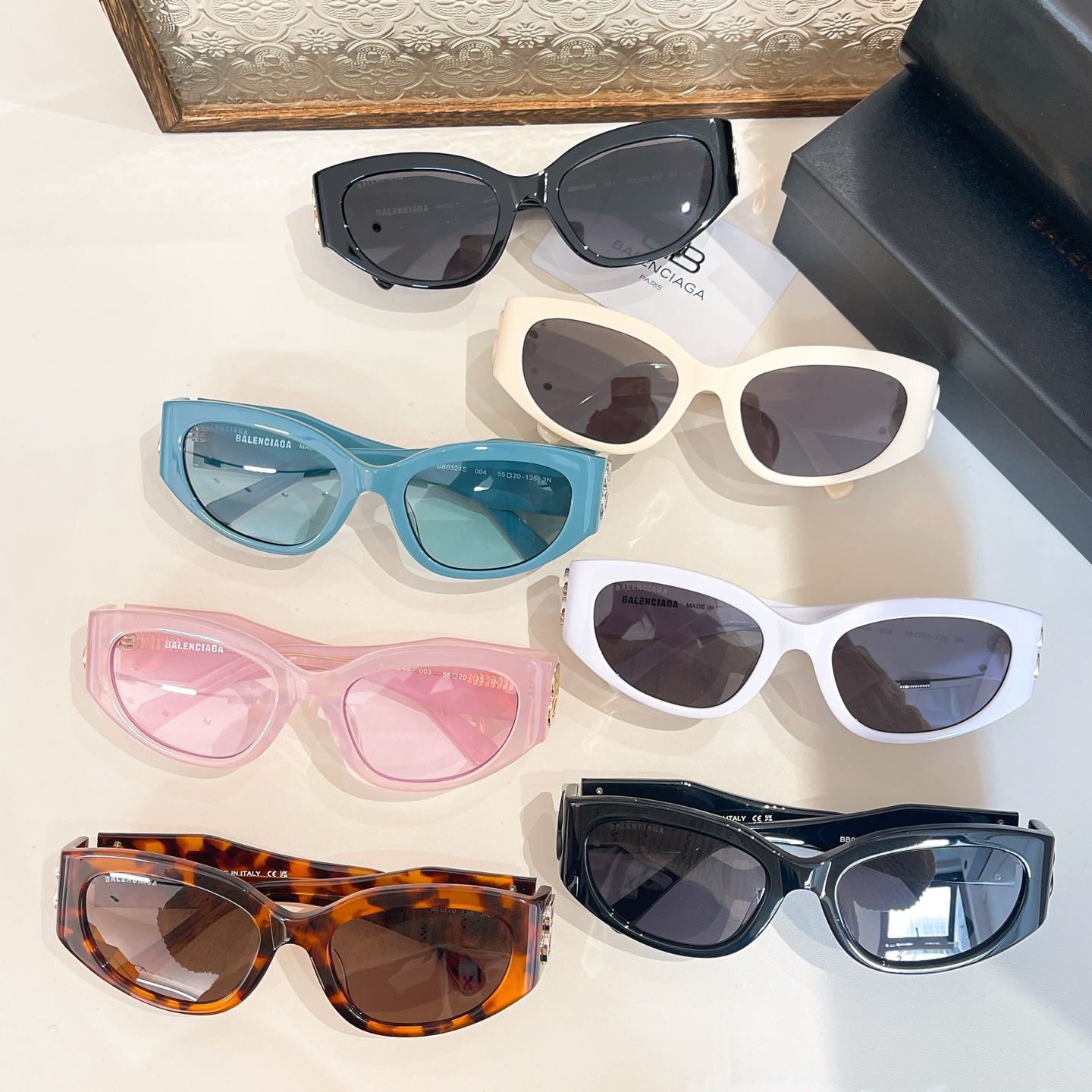 Balenciaga glasses black/black gold/ivory/white/leopard/pink/blue color Size 55口20-135 - 图片 9